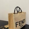 FI Sunshine Medium Beige and Black straw shopper Bag For Woman 31cm/12in 8BH386AKRPF1CBX