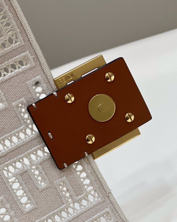 FI Baguette White with Embroidery Medium Bag For Woman 28cm/11in