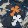 CHROME HEARTS TIE DYE WHITE ORANGE CROSS PATCH JEANS