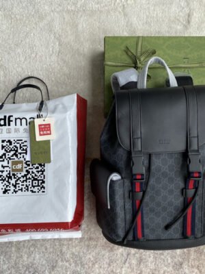 gg Black Backpack Black/Grey Soft gg Supreme Blue And Red Web For Men 16.5in/42cm 495563 K9R8X 1071