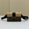 FI Baguette Pouch Brown fabric Black Pouch For Woman 16cm/6in