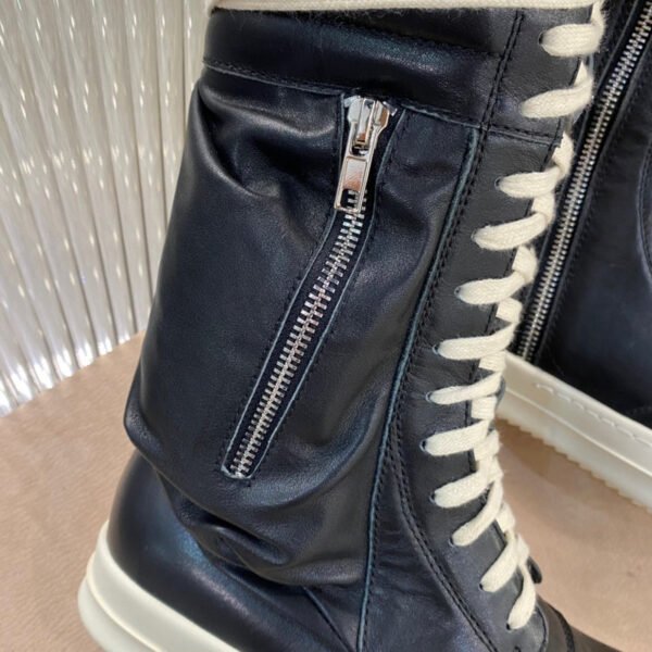 2._2_8680b753-e20c-4960-befe-02a11407c2e7 Rick Owens High-Top Leather Boots - Black and Cream