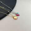 18K Double G Interlocking G Heart Lightning Charm Necklace