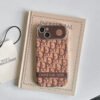 CD White & Brown Color Leather iPhone Case