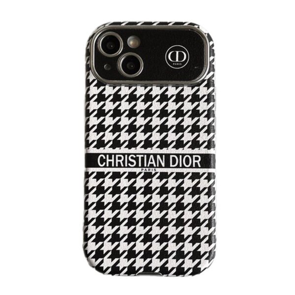 CD White & Brown Color Leather iPhone Case