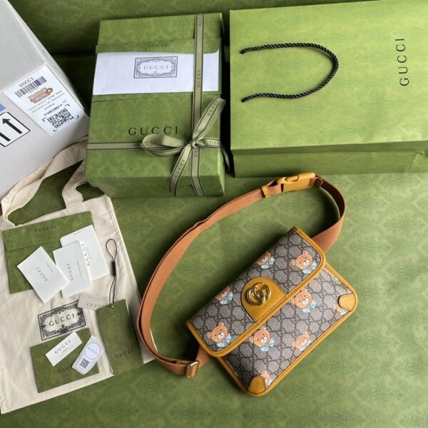gg Ophidia Belt Bag Beige And Orange gg Supreme Canvas For Women? 8.7in/22cm gg ??