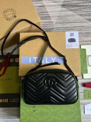 gg Marmont Matelasse Shoulder Bag Black For Women, Women’s Bags 9.5in/24cm gg