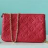 LV Double Zip Pochette Monogram Empreinte Red For Women,  Shoulder and Crossbody Bags 7.9in/20cm LV