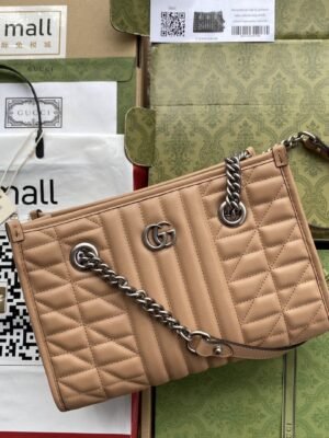 gg Marmont Medium Tote Bag Brown For Women 10.2in/26.5cm gg