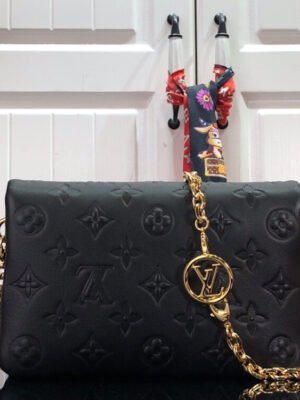 LV Pochette Coussin Monogram Empreinte Black For Women,  Shoulder And Crossbody Bags 7.9in/20cm LV M80742