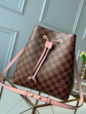 LV NeoNoe Bucket Bag Damier Ebene Canvas Venus Pink For Women,  Shoulder And Crossbody Bags 10.2in/26cm LV N40198