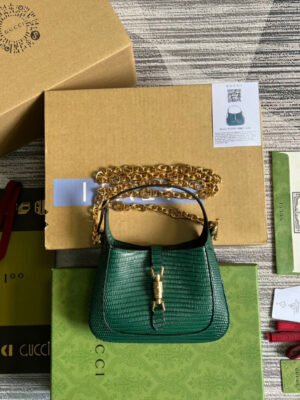 gg Jackie 1961 Lizard Mini Bag Green For Women, Women’s Bags 7.5in/19cm gg ?