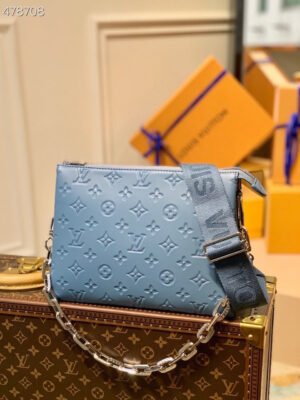 LV Coussin PM Monogram Embossed Puffy Light Blue For Women, Women¡¯s Handbags, Shoulder And Crossbody Bags 10.2in/26cm LV