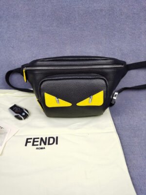 FI Little Monster Belt Bag Black/Yellow For Men, Men’s Bags 7.9in/20cm FF