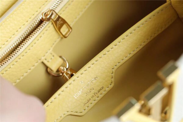 287493a6 LV Capucines MM Taurillon Creme Beige/ Plume Yellow Berlingot For Women, Women’s Bags, Shoulder And Crossbody Bags 12.4in/31.5cm LV M59883