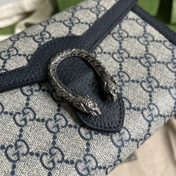 gg Dionysus gg Chain Wallet Beige And Blue Supreme Canvas For Women 8in/20cm 401231 K9GSN 4075