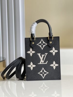 LV Petit Sac Plat Monogram Empreinte Black/Beige For Women, Women¡¯s Handbags, Shoulder And Crossbody Bags 5.5in/14cm LV M81416