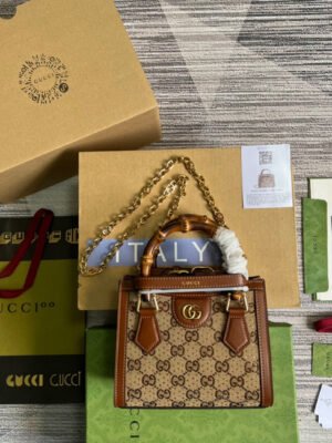 gg Diana Mini Tote Bag Beige For Women, Women’s Bags 7.9in/20cm gg