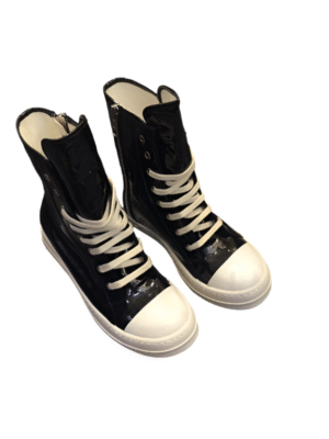 High-Top Black Patent Leather Sneakers