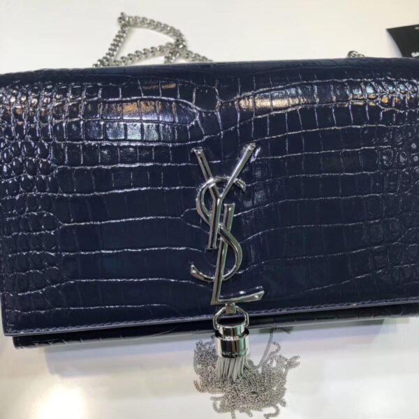 2b875c20 YSSL Kate Small Chain Bag With Tassel In Embossed Black For Women 7.8in/20cm YSL 474366DND0N1000