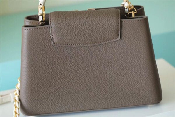 2c084f1e LV Capucines BB Taurillon Smokey Brown Green/ Creme/ Pink For Women, Shoulder And Crossbody Bags 27cm/10.6in LV M59516