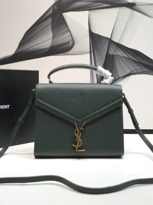 YSSL Cassandra Medium Top Handle Bag In Grain Dark Green For Women 9.6in/24.5cm YSL