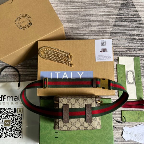 gg Ophidia Belt Bag With Web Beige/Ebony Soft gg Supreme Canvas? For Men 7.1in/18cm gg 699765 96IWG 8745