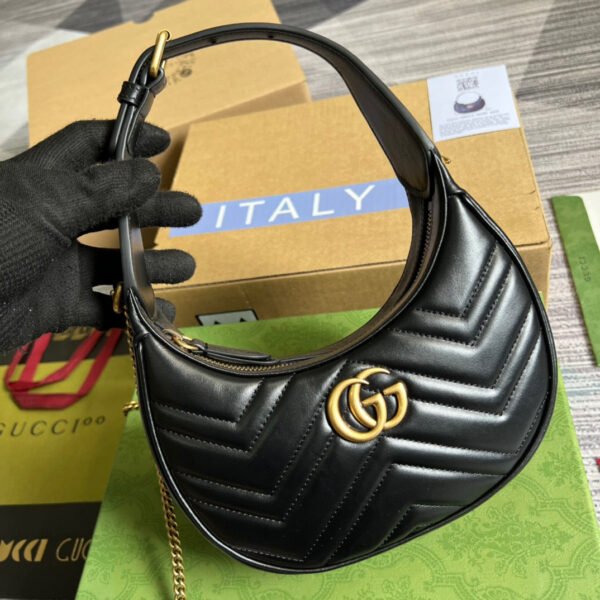 gg Marmont Half Moon Shaped Mini Bag Black For Women, Women’s Bags 8.5in/22cm gg 699514 DTDHT 1000