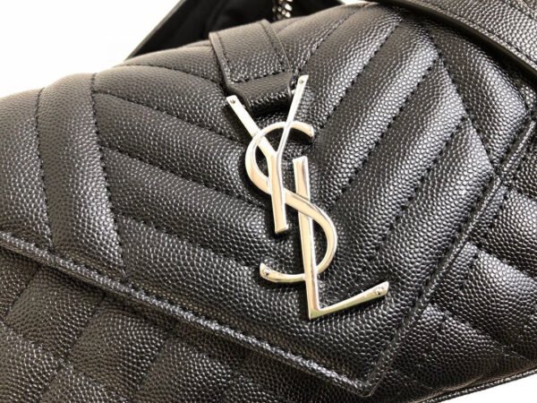 YSSL Envelope Small Bag In Mix Matelass¨¦ Grain De Poudre Black For Women 8.2in/21cm YSL 600195BOW921000