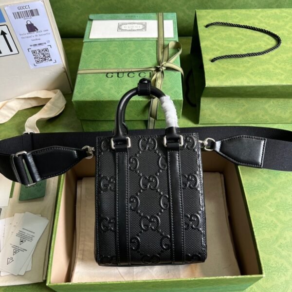 gg Embossed Mini Tote Bag Black gg Embossed For Men? 7.9in/20cm gg 696010 1W3CN 1000