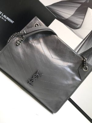 YSSL Niki Medium Shopping Bag Gray For Women 12.6in/32cm YSL 577999