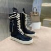 3._3_f08b320e-2587-4515-b2b2-5a9e5c7b6eb5 Rick Owens High-Top Leather Boots - Black and Cream