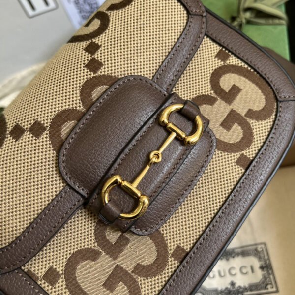 gg Horsebit 1955 Jumbo Mini Bag Camel And Ebony Jumbo gg Canvas For Women 8in/21cm 658574 UKMDG 2570