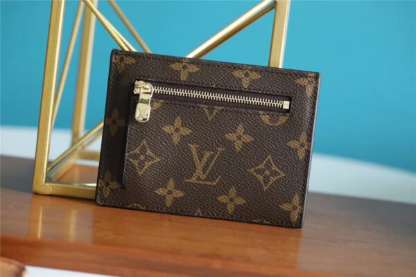LV ID Card Holder Monogram Canvas Brown For Men, Wallet 13cm LV N60378