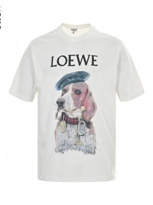 Loewe T-Shirt - White with Dog Print