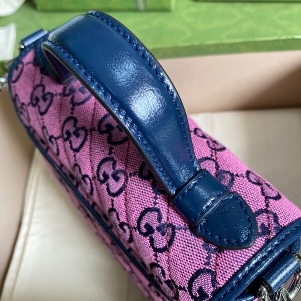 gg Marmont Mini Top Handle Bag In Pink And Blue gg Canvas For Women 8.3in/21cm gg