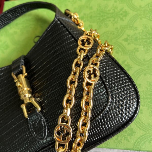 gg Jackie 1961 Lizard Mini Bag Black For Women, Women’s Bags 7.5in/19cm gg ?675799 LUZ0G 1000