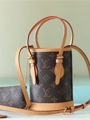 LV Nano Bucket Bag Monogram Canvas Brown For Women Brown 6.7in/17cm LV?
