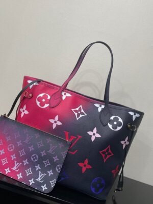 LV Neverfull MM Tote Bag Monogram Canvas Midnight Fuchsia For Women,  Shoulder Bags 12.2in/31cm LV M20511