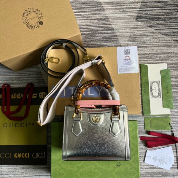 gg Diana Mini Tote Bag Silver For Women, Women’s Bags 7.9in/20cm gg ?702732 1TRGT 8190