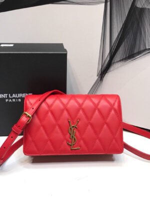 YSSL Angie Patent Handbag Red For Women 8.6in/22cm YSL