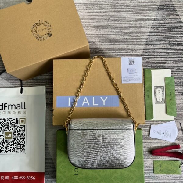 gg Horsebit 1955 Lizard Mini Bag Silver For Women, Women’s Bags 8in/20cm gg?