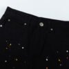 CHROME HEARTS PAINT DRIP YELLOW CROSS PATCH JEANS BLACK