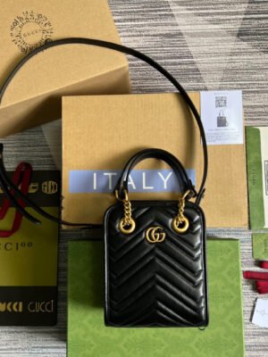 gg Marmont Matelasse Mini Bag Black For Women, Women’s Bags 7.5in/19cm gg ?696123 DTDHT 1000