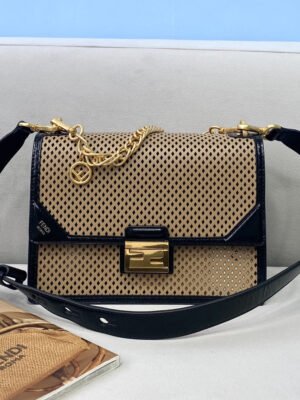 FI Medium Kan U Black and Brown Bag For Woman 25cm/10in