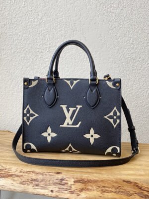 LV On The Go PM Bag Monogram Empreinte 9.8in/25cm Black/Beige LV M45659