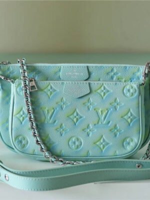 LV Multi Pochette Accessoires Monogram Empreinte Vert D’eau Green For Women, Women¡¯s Handbags 9.4in/24cm LV M46180