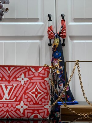 LV LV Crafty Double Zip Pochette Monogram Canvas Red/White For Women,  Shoulder And Crossbody Bags 7.9in/20cm LV