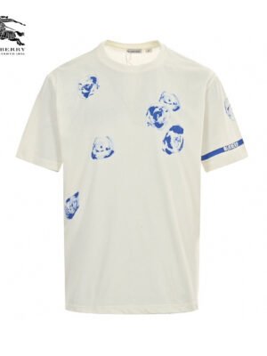 Burberry White T-Shirt with Blue Design