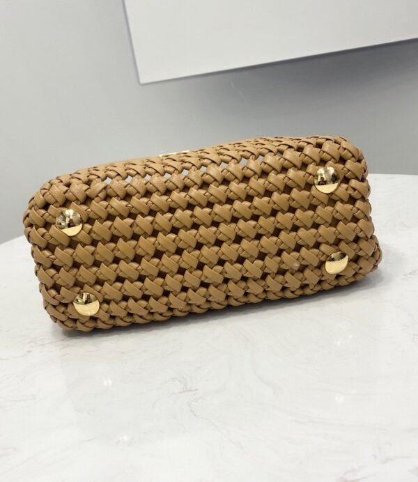 FI Peekaboo Mini Light Brown Braided Bag For Woman 18cm/7in